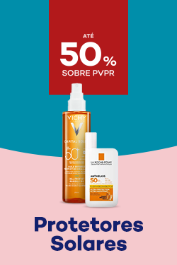 Produtos de Proteção Solar com desconto até 50% sobre preço de Venda ao Público Recomendado.